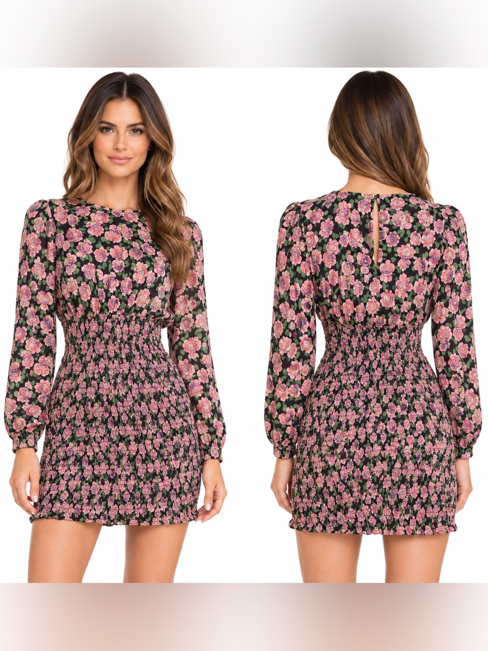 NWT ZARA pink rose floral print minidress in size Small